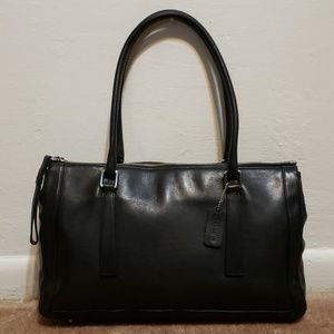 Coach Vintage Black Leather Shoulder Tote Handbag